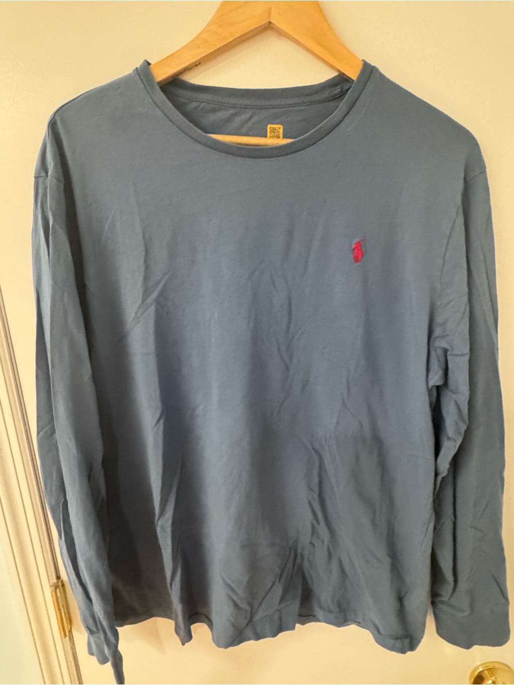Polo By Ralph Lauren Light Blue Long-Sleeve Crewneck With Pink Logo